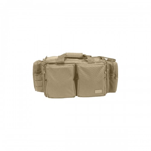 5.11 Tactical Range Ready Bag (Sandstone), Constructed from durable, all-weather 600D nylon, the Range Ready™ Bag features seperates padded storage for multiple pistols, a zip-down front organizer that effectiviely stores 8 magazines, side pockets, a remo